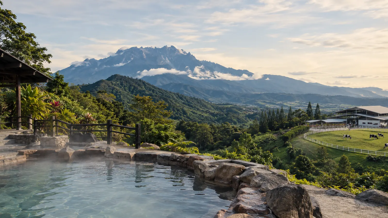 Excursiones de un día al Parque Kinabalu, Poring Hot Springs y Desa Dairy Farm