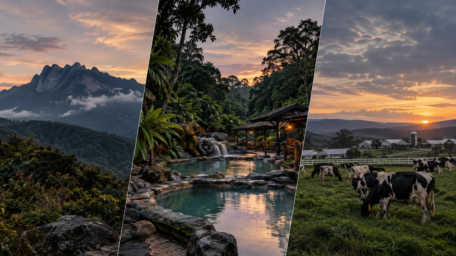 Excursiones de un día al Parque Kinabalu, Poring Hot Springs y Desa Dairy Farm